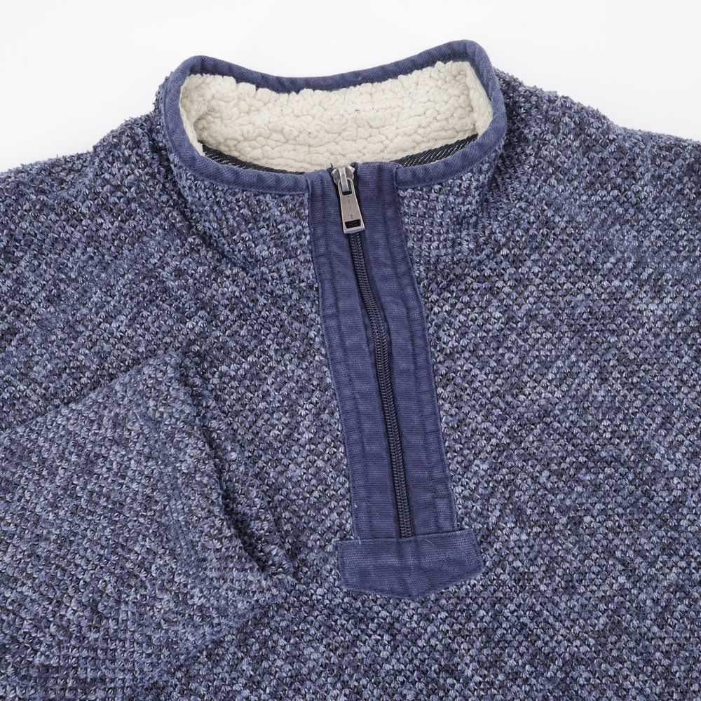 Orvis Brighton Sherpa Lined Quarter Zip Pullover Blue Long Sleeve Mens Medium